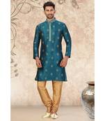 Green  embroidered kurta pajama