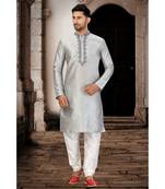 Grey Art Silk Dori work Kurta Pyjama
