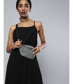 Black Pleated Strappy Maxi Dress