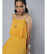 Mustard Pleated Strappy Maxi Dress