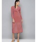 Orange Geo Wrap Detail Midi Dress