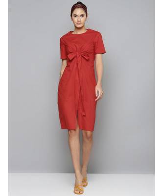 Red Tie Up Detail Dress 1