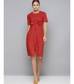 Red Tie Up Detail Dress