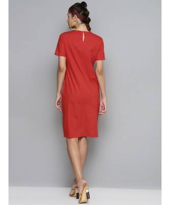 Red Tie Up Detail Dress 3