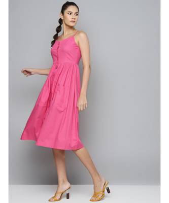 Fuchsia Front Placket Strappy Dress 2