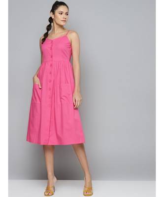 Fuchsia Front Placket Strappy Dress 4