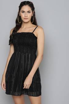Black Lurex Smocking Tube Dress
