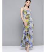 Yellow & Purple Tie-Dye Print Strappy Maxi