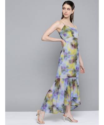 Yellow & Purple Tie-Dye Print Strappy Maxi 2