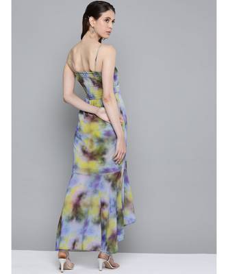 Yellow & Purple Tie-Dye Print Strappy Maxi 3