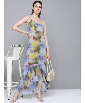 Yellow & Purple Tie-Dye Print Strappy Maxi 4