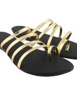 Golden Stylish Wedges  Synthetic Leather