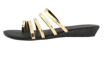 Golden Stylish Wedges  Synthetic Leather 2