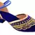 Blue Embroidery Velvet Heels Sandal