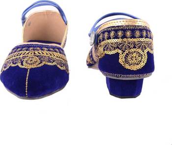 Blue Embroidery Velvet Heels Sandal 2