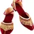 Red Embroidery Velvet Heels Sandal