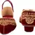 Red Embroidery Velvet Heels Sandal