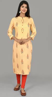 Women Embroidered phull-patti deisgn cotton Straight Kurta Yellow 1