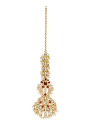 Traditional Pearls Kundan Studded Maang Tikka for Women/Girls  3