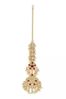 Traditional Pearls Kundan Studded Maang Tikka for Women/Girls 