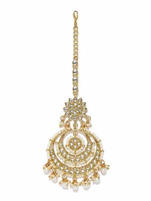 Traditional Kundan Studded with Pearls Maang Tikka for Women/Girls (T2038W) 3