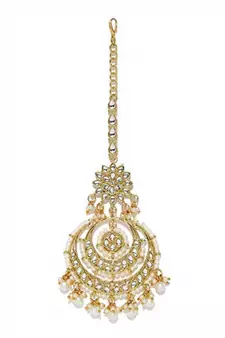 Traditional Kundan Studded with Pearls Maang Tikka for Women/Girls (T2038W)