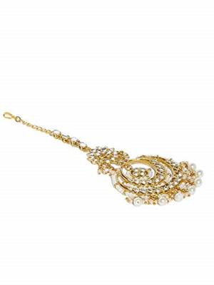 Traditional Kundan Studded with Pearls Maang Tikka for Women/Girls (T2038W) 4