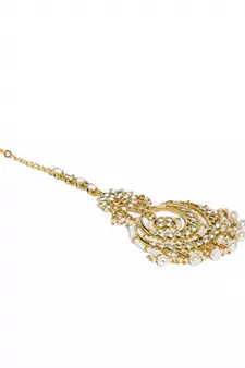 Traditional Kundan Studded with Pearls Maang Tikka for Women/Girls (T2038W)