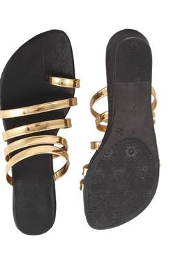 Golden Stylish Wedges  Synthetic Leather 3
