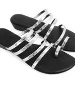 Silver Stylish Wedges  Synthetic Leather