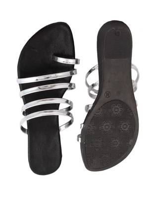 Silver Stylish Wedges  Synthetic Leather 3
