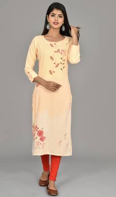 Katch karigari Orange Embroidered Straight kurta cotton  1