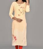 Katch karigari Orange Embroidered Straight kurta cotton 