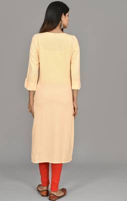 Katch karigari Orange Embroidered Straight kurta cotton  3