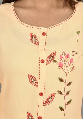 Katch karigari Orange Embroidered Straight kurta cotton  5