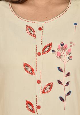 Katch karigari Grey  Embroidered Straight kurta cotton  4