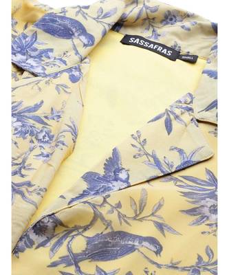 Yellow Floral Tie Knot Crop Shirt Top 5