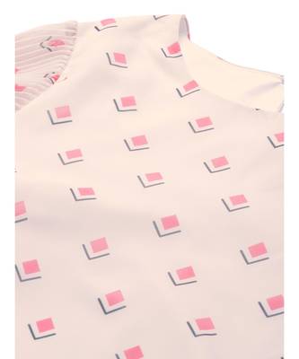 Beige Diamond Print Print Pleated Top 5