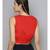 Red & Fuchsia Color Block Front Knot Top