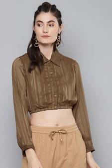 Copper Lurex Crop Shirt Top