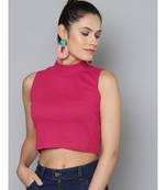 Fuchsia High Neck Crop Top