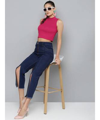 Fuchsia High Neck Crop Top 4