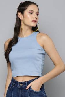 Blue Box Back Crop Top