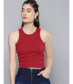 Red Box Back Crop Top