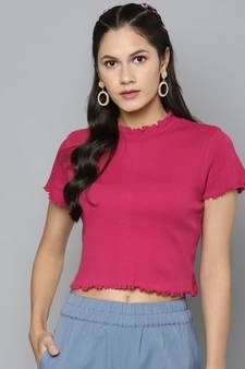 Fuchsia High Neck Regular Top