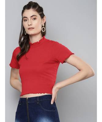 Red High Neck Regular Top 2