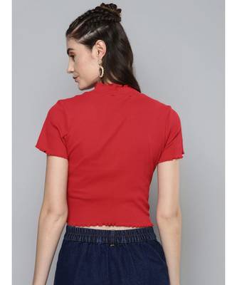 Red High Neck Regular Top 3