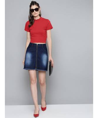 Red High Neck Regular Top 4