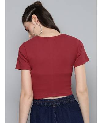 Red Front Button Crop Top 3