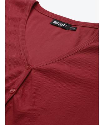 Red Front Button Crop Top 5
